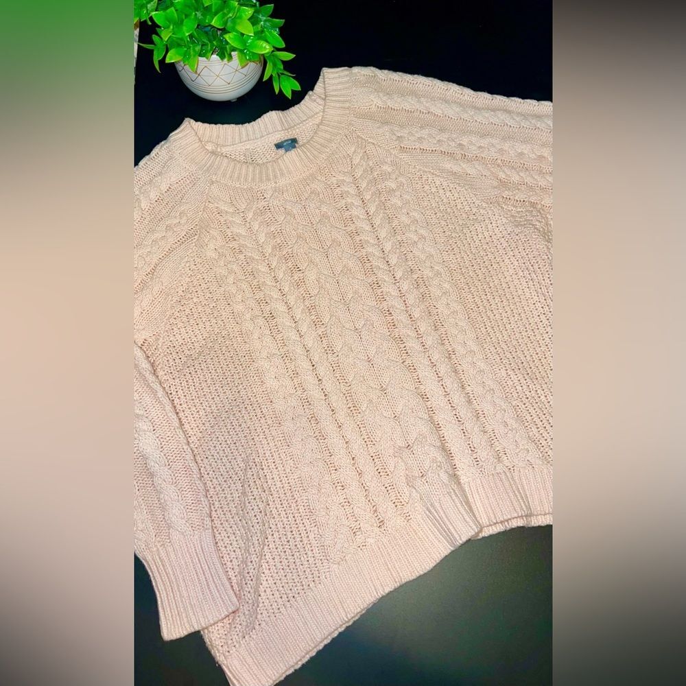 Aerie Light Peachy Pink XL boxy Knit sweater EUC
